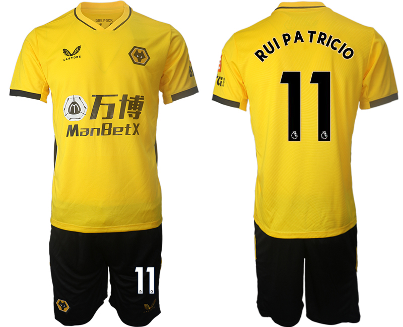 Men 2021-2022 Club Wolverhampton Wanderers home yellow #11 Soccer Jersey->customized soccer jersey->Custom Jersey